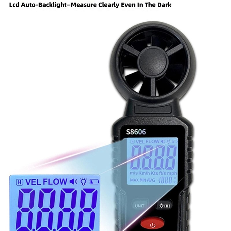 Digital Anemometer Immediate Display Showing Current & Historical Wind Data ABS