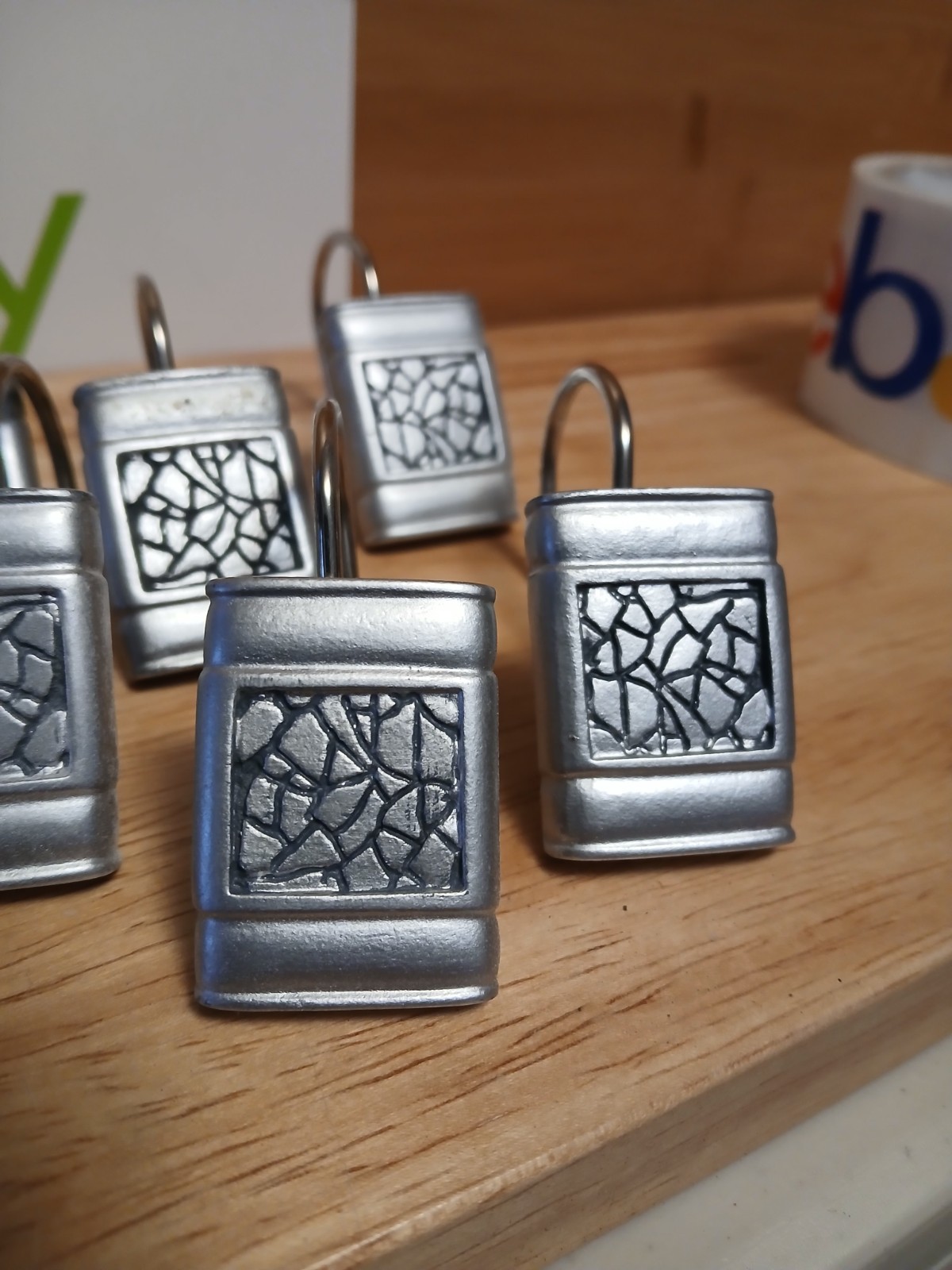 Royal Diadem Bath Sinatra Silver Collection Bathroom Shower Curtain Hooks used