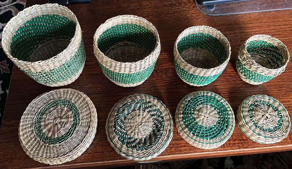 Stackable decorative small baskets set of four Read description below