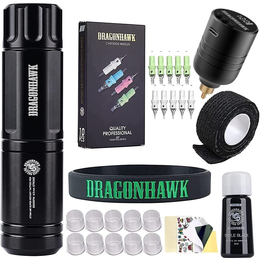 Dragonhawk Tattoo Kit Wireless Beginner Gun Machine Atom M1-Wireless