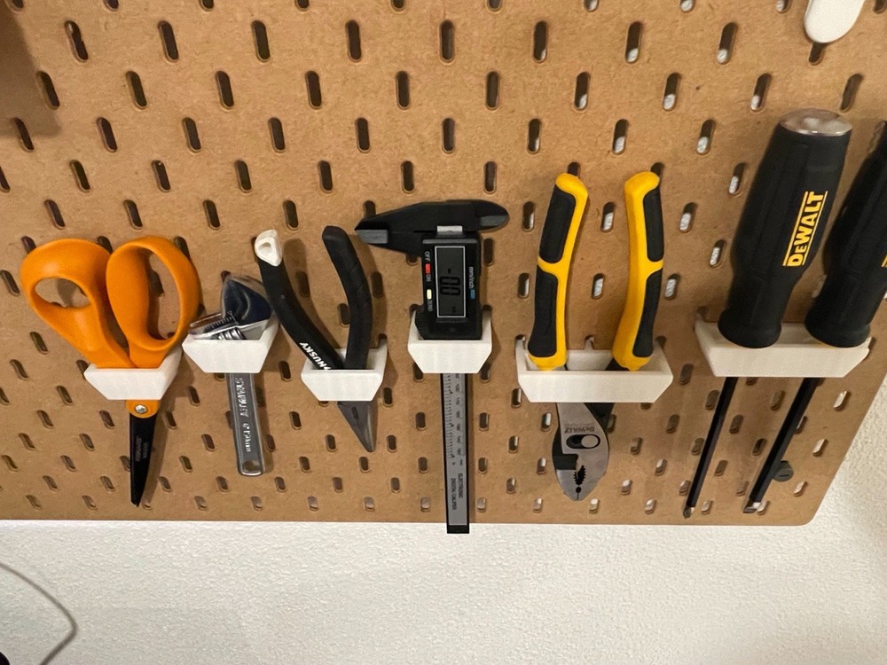 3D printed White Pegboard Tool Holder Hooks for pegboard