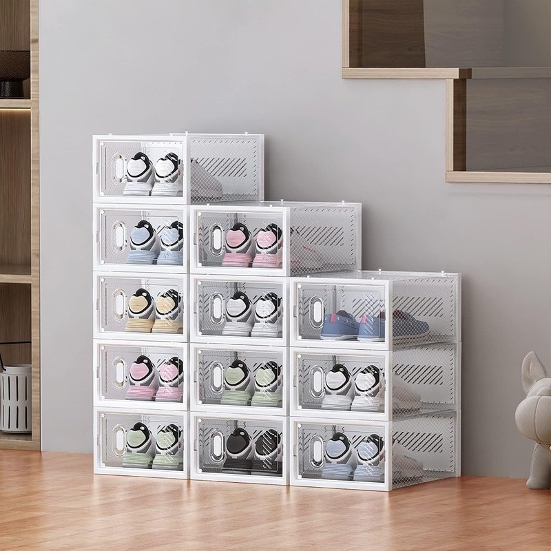 Stackable Shoe Storage Box Magnetic Door Ventilation Aromatherapy Organizer New
