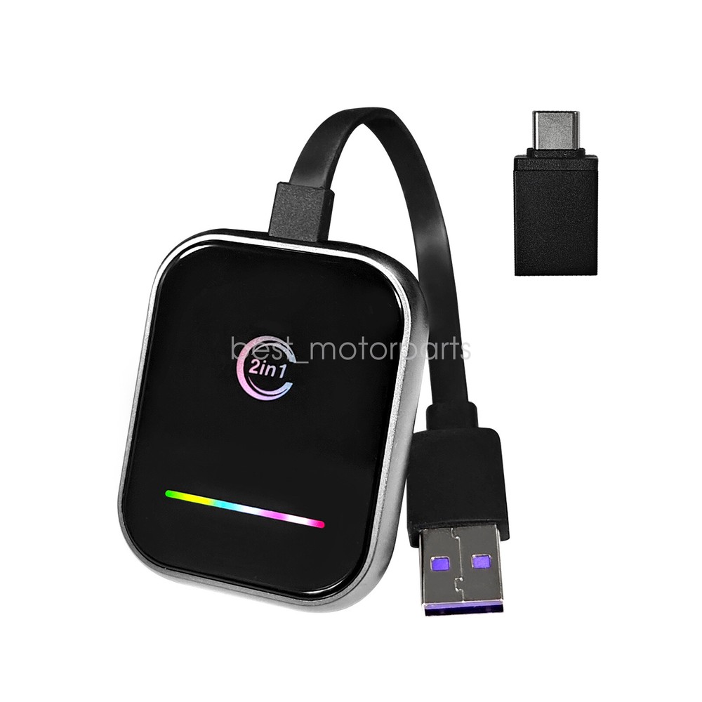 2 in 1 Wireless CarPlay & Android Auto Adapter Converts Wired to Wireless