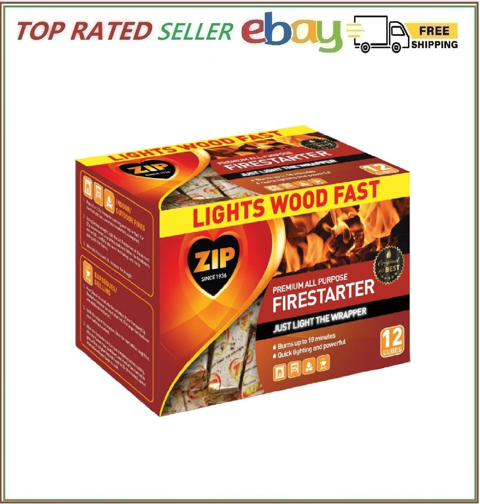 Zip Firestarters Premium All Purpose Wrapped Fire Starters 12 Pack