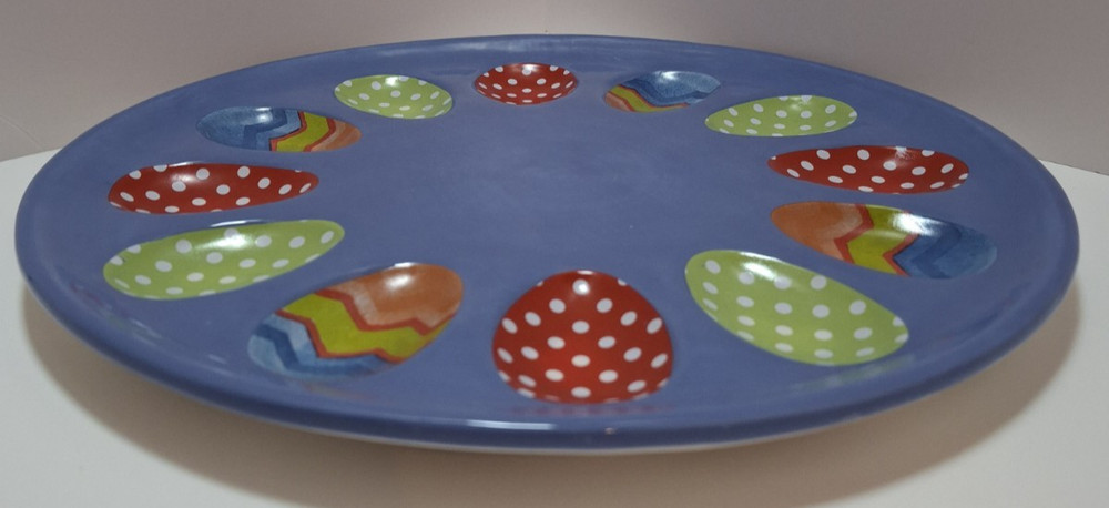 Harry & David 2008 Easter Egg/Deviled Egg Platter Ceramic Porcelain 12 Egg Beds
