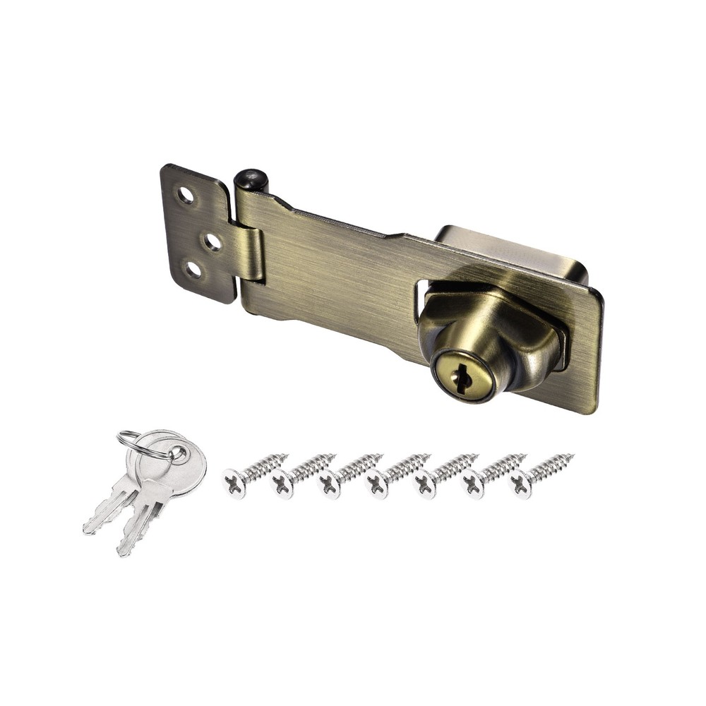 4Inch Keyed Hasp Locks Twist Knob Locking Keyed Different, Bronze