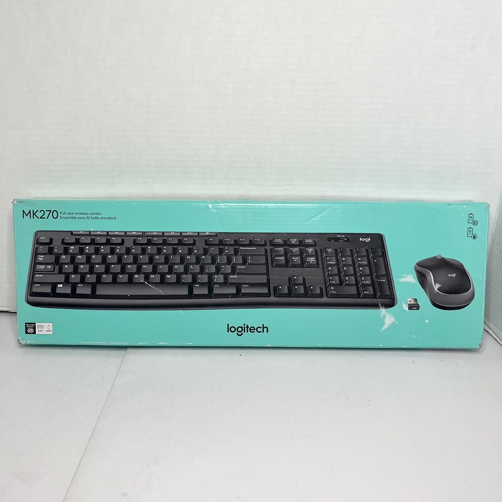 Logitech MK270 Wireless Keyboard and Mouse Combo Black USB Receiver - Open Box