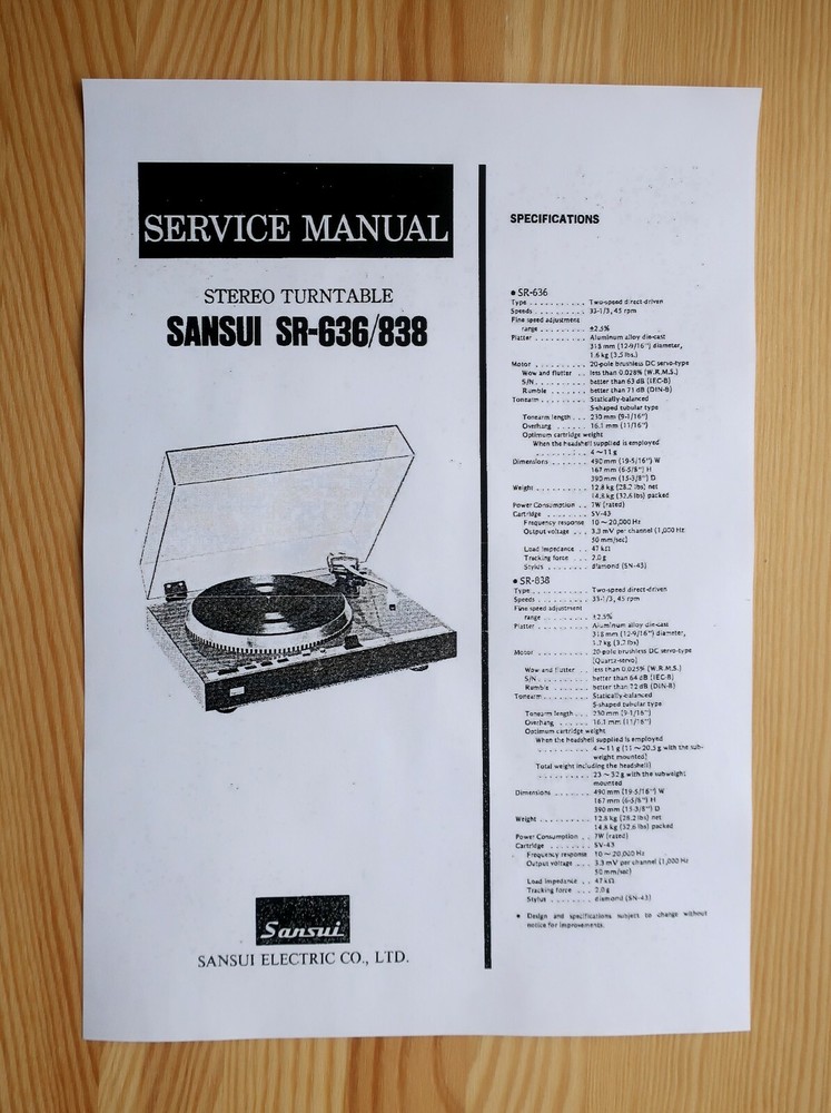 Sansui SR-636 & SR-838 Custom Designed Tonearm Cartridge Alignment Protractor