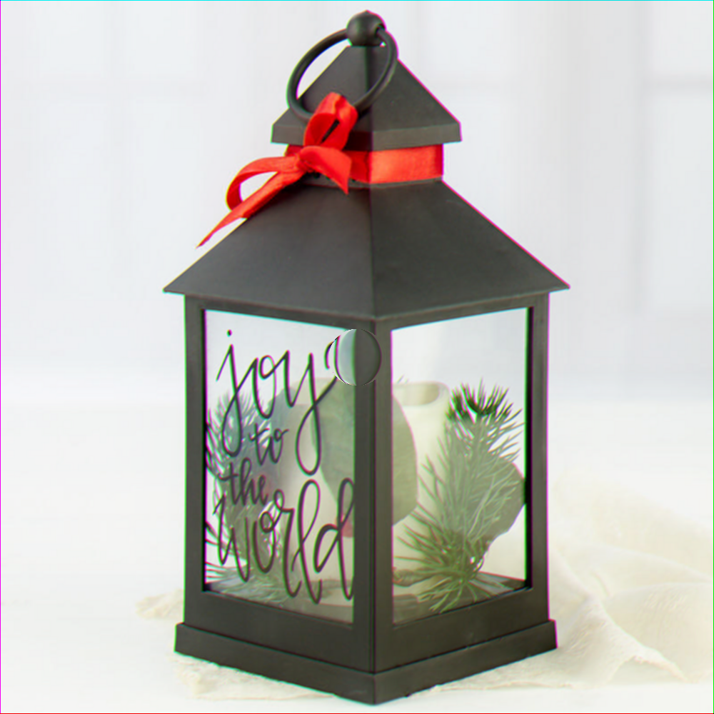 Glamorous Glow Black Lantern with LED Candle