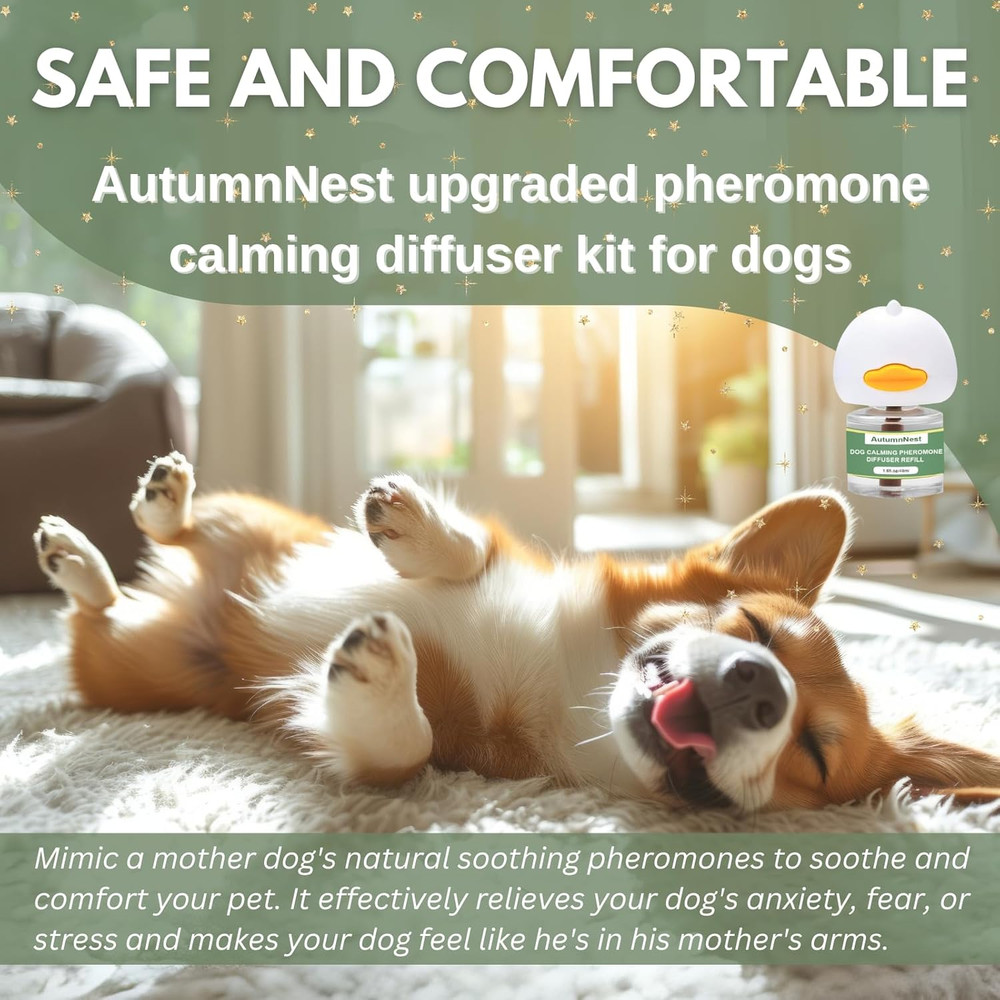 Dog Pheromone Calming Diffuser Kit, Pet Diffuser Kit (2 Plug-in + 4 Packs 48m...