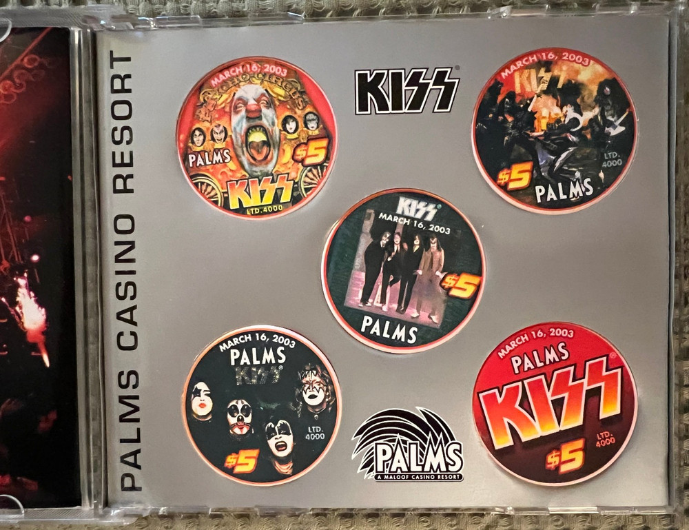 KISS Palms Casino Resort Set of 5 $5 Commemorative Chips - Ltd Ed. w/ Booklet