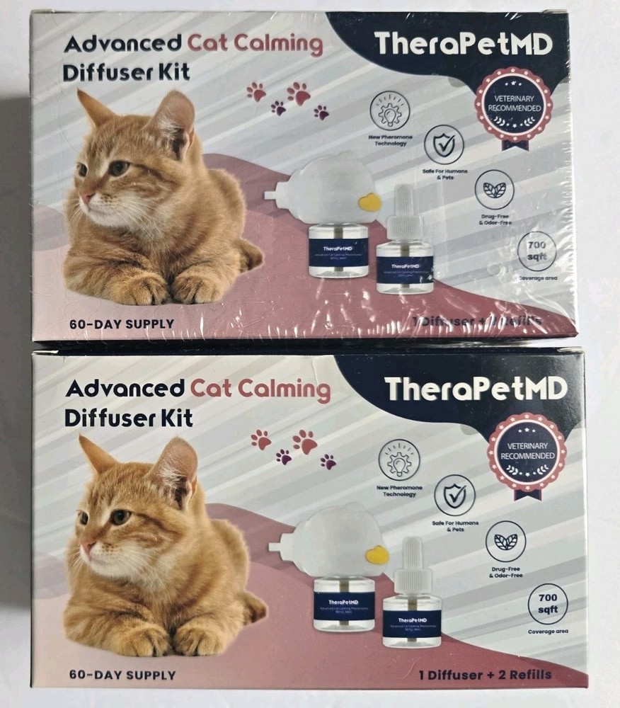 2 TheraPet MD Cat Calming Diffuser Pheromone Refill Kit Multi Anxiety Plug In