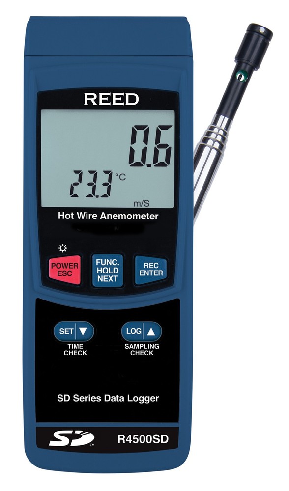 REED Instruments R4500SD Data Logging Hot Wire Thermo-Anemometer