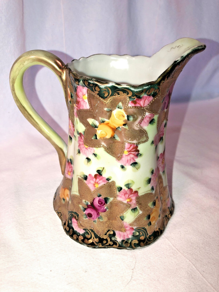 Victorian 6 Inch Rose Pattern Pitcher Mint