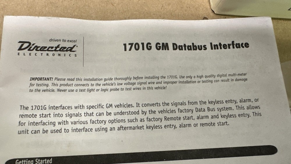 DEI Directed 1701G GM Door Lock and Remote Start Databus Interface Module