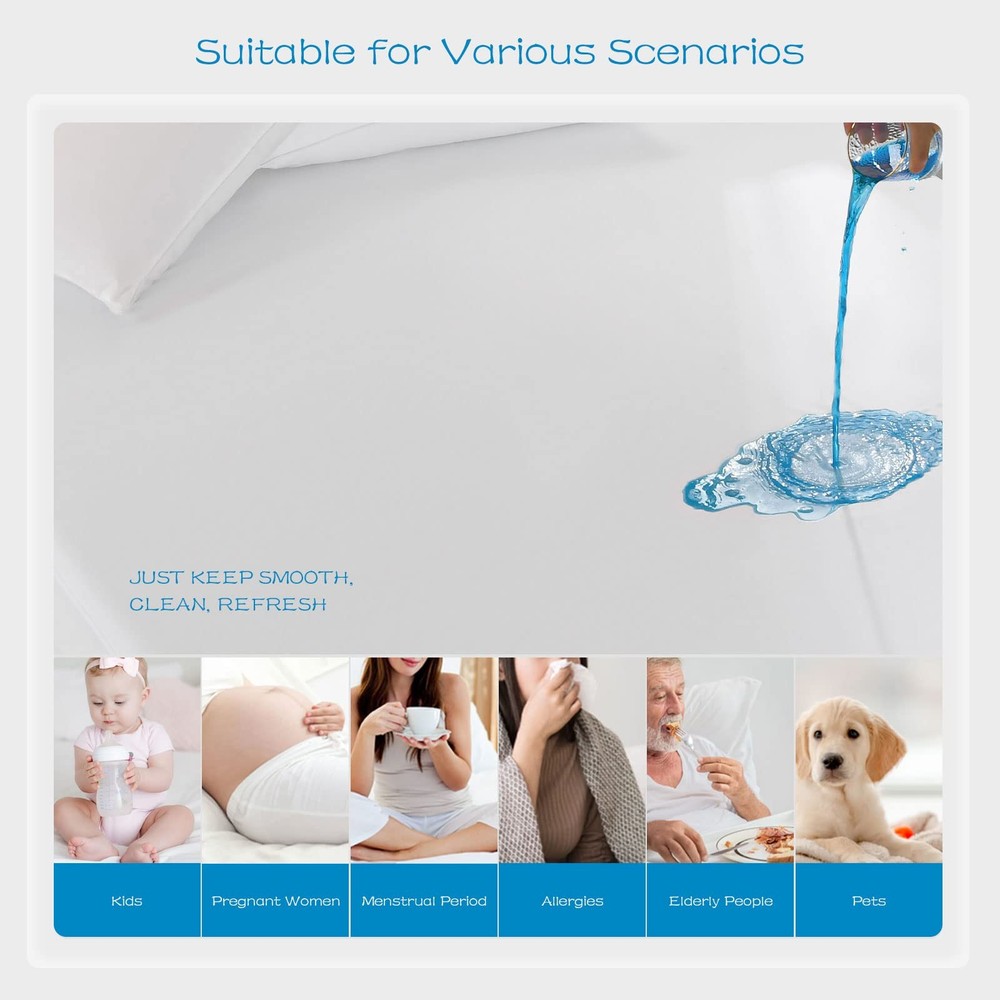 2 Pack Full Size Mattress Protector Waterproof, Breathable & Noiseless