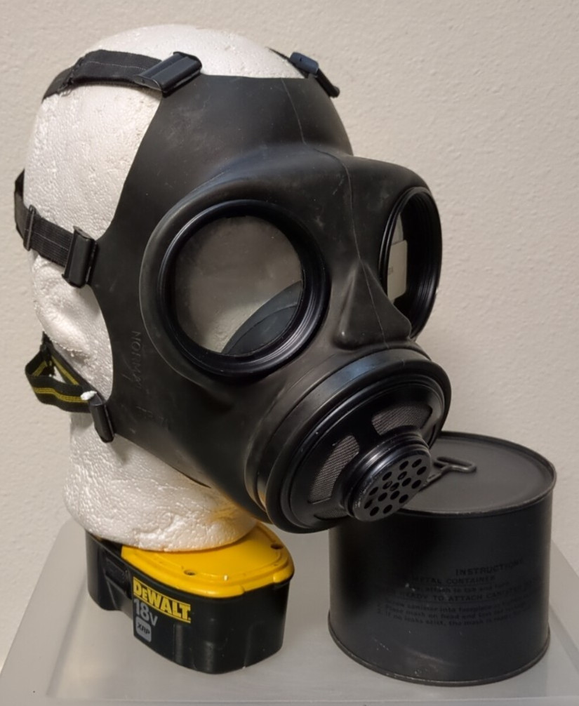Canadian C3 60mm Gas Mask & Sealed US M11 Filter - Medium Triangle Nose Variant