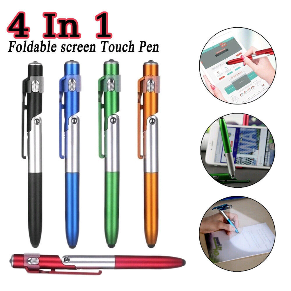 4 in 1 Multi-functional LED Light Screen Stylus Touch Ballpoint Pen Folding