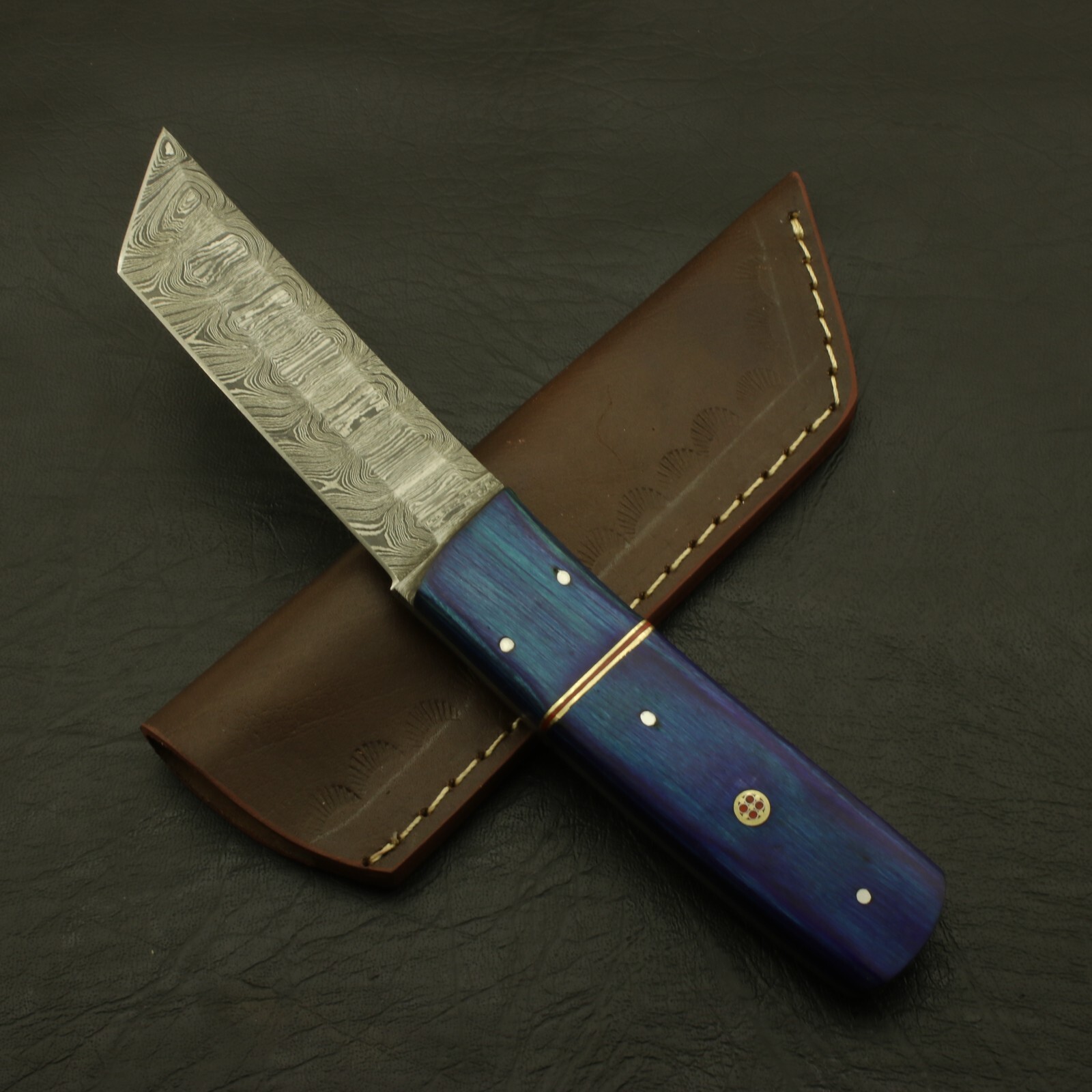Damascus Tanto Knife Handmade Damascus Steel Hunting Knife Full Tang with Sheath