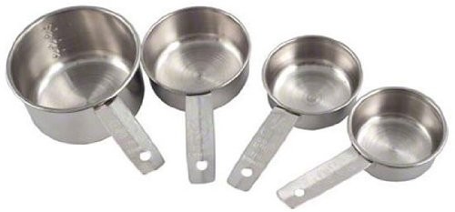 MCL4 Stainless Steel Measuring Cup Set, Solid Flat Handle, Silver, 4 Piece
