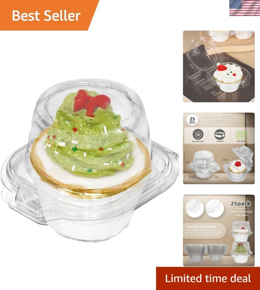 Spacious 3" Cupcake Holders - 50 Pack Clear Stackable Containers for Events