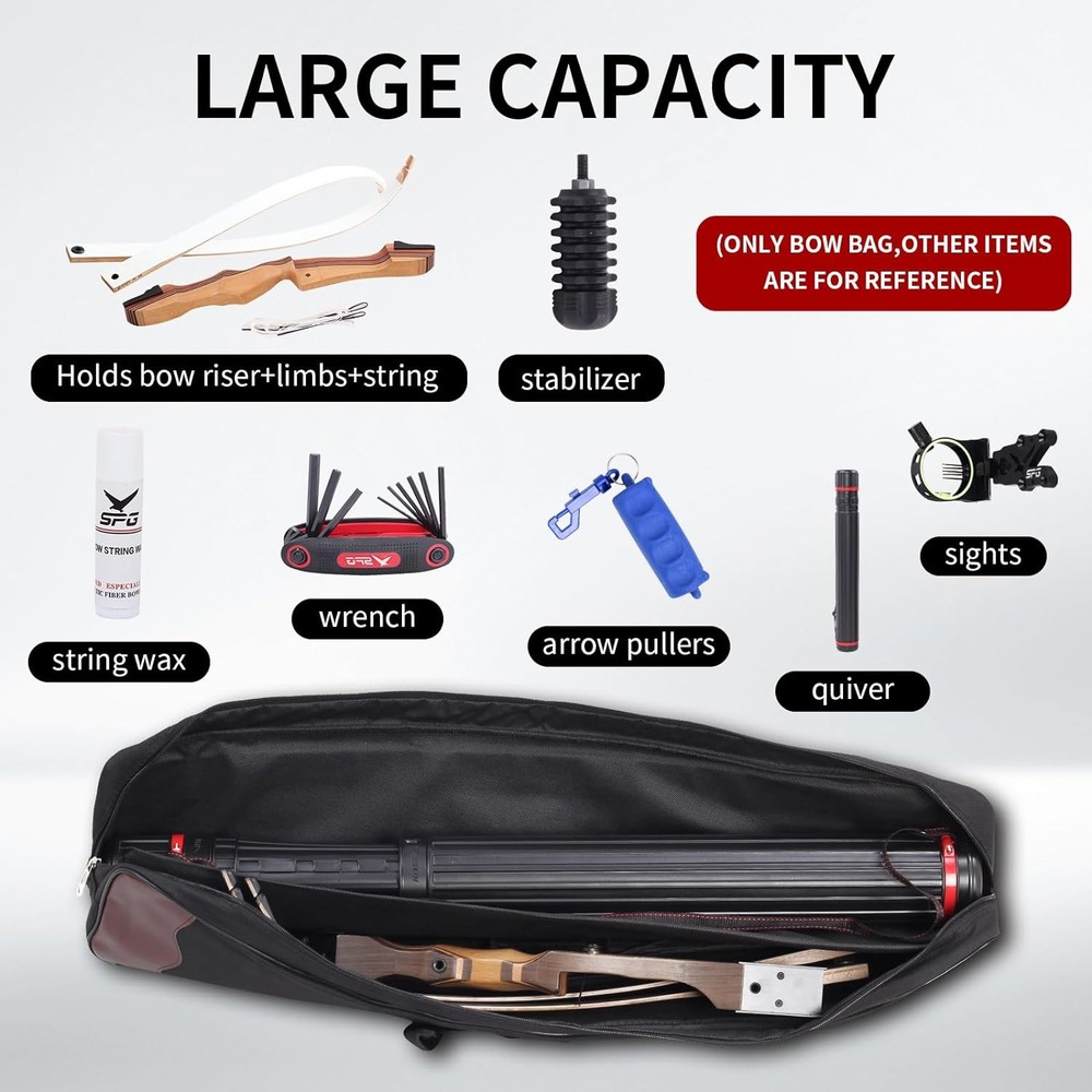 Takedown Recurve Bow Case Double Layer Archery Bag with Arrow Storage Portable