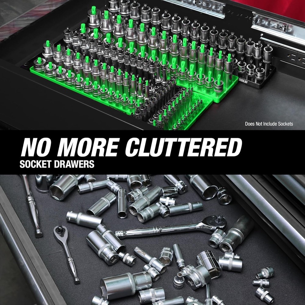 Durable 6PC Socket Organizer for Toolbox - Stable Base & Quick Size Finding