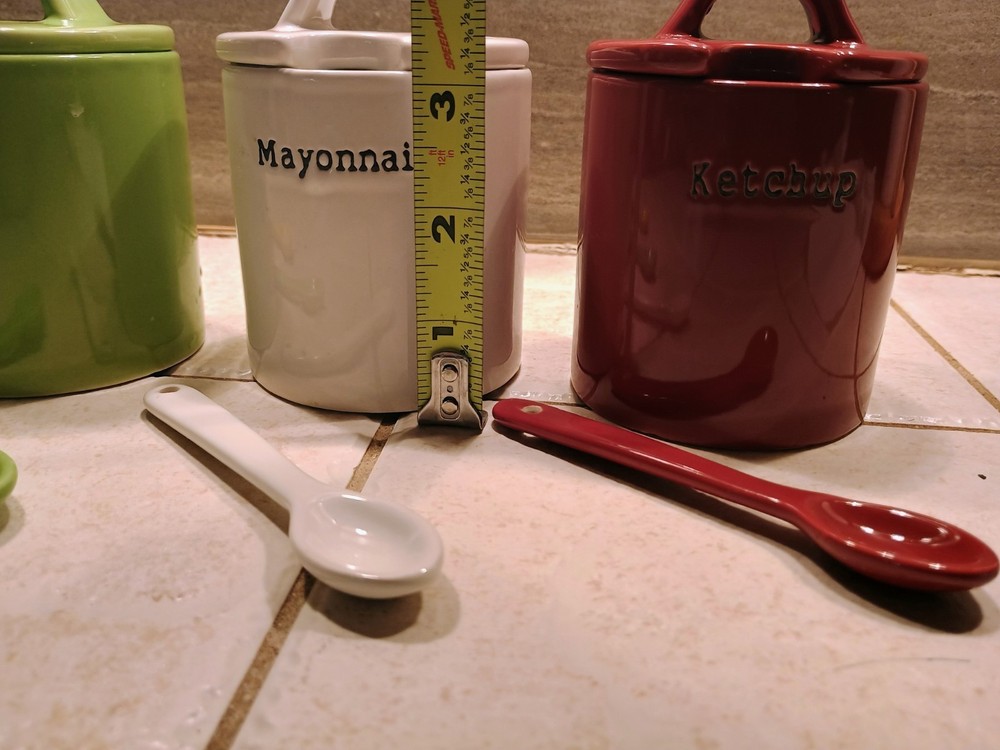 Ceramic Condiment Jars With Spoons