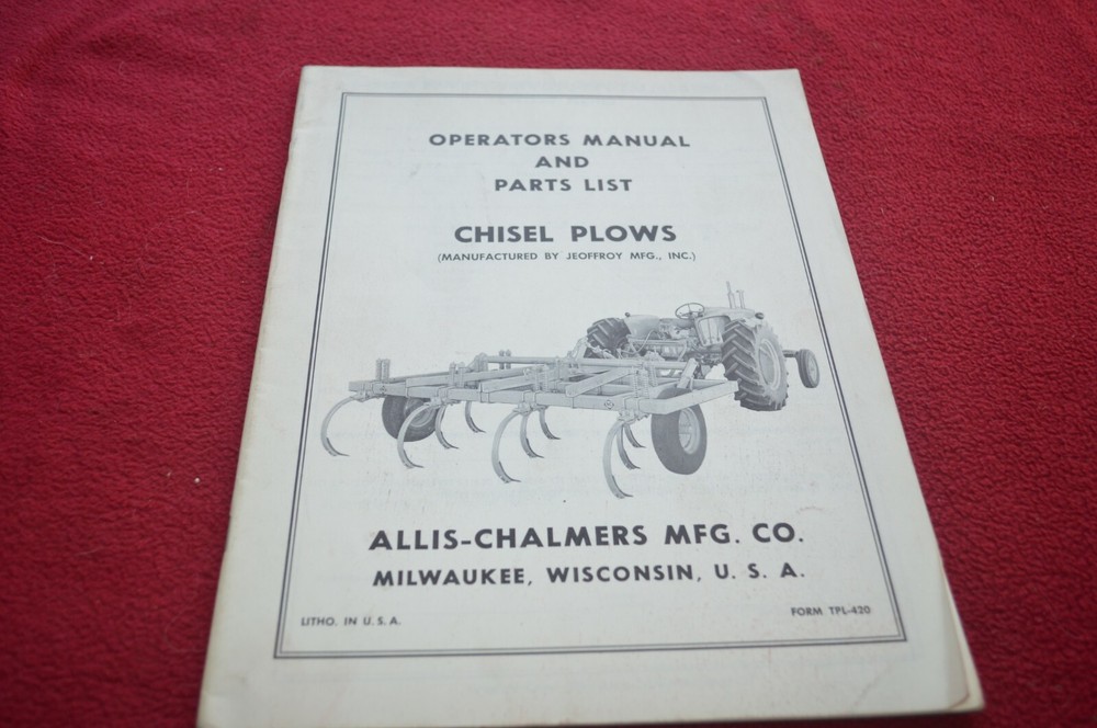 Allis Chalmers Chisel Plow Operator's Manual AMIL15