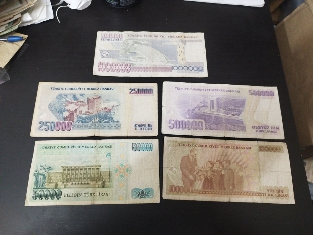 Turkey 5 different banknotes
