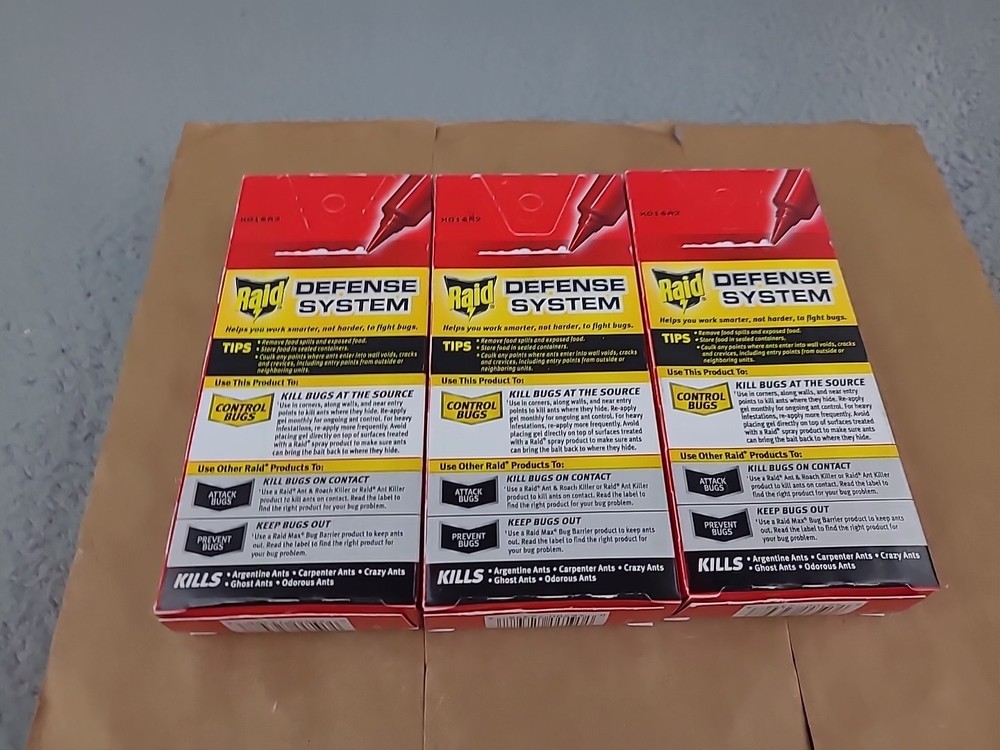 3x Raid Ant Gel Odorless Bug Control 1.06 Oz.