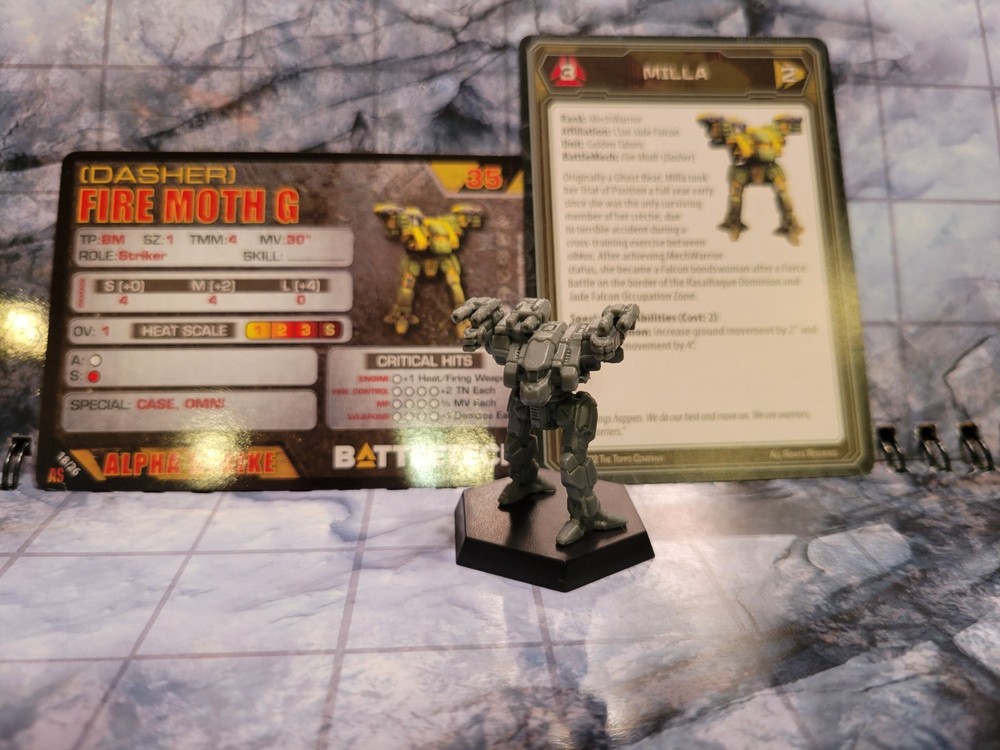 Battletech Fire Moth (Dasher) Mech + Pilot Cards - Alpha Strike Box Set