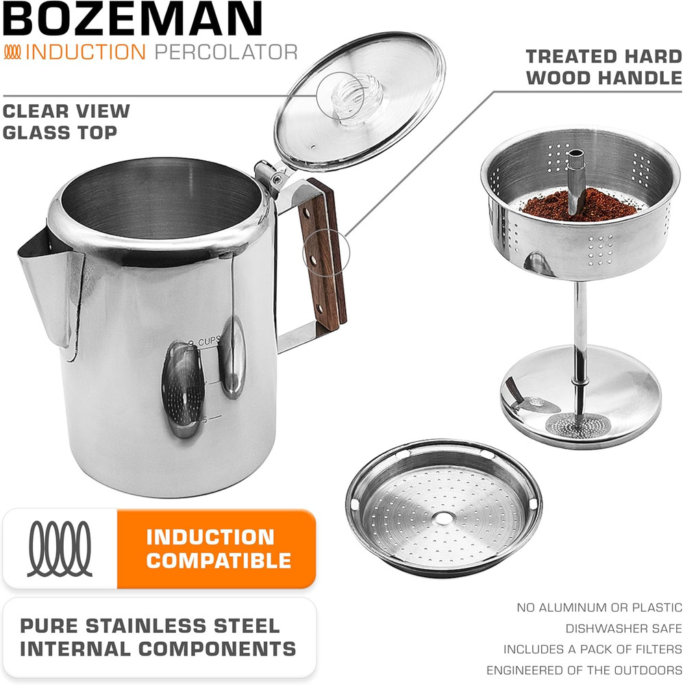 Bozeman Induction Coffee Maker — Percolator Coffee Pot, Coffee Percolator – Brew