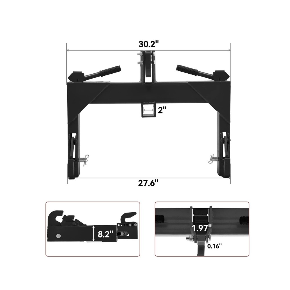 YITAMOTOR 3 Point Quick Hitch with Upgrade Versatile Adapter & 2" Receiver fo...