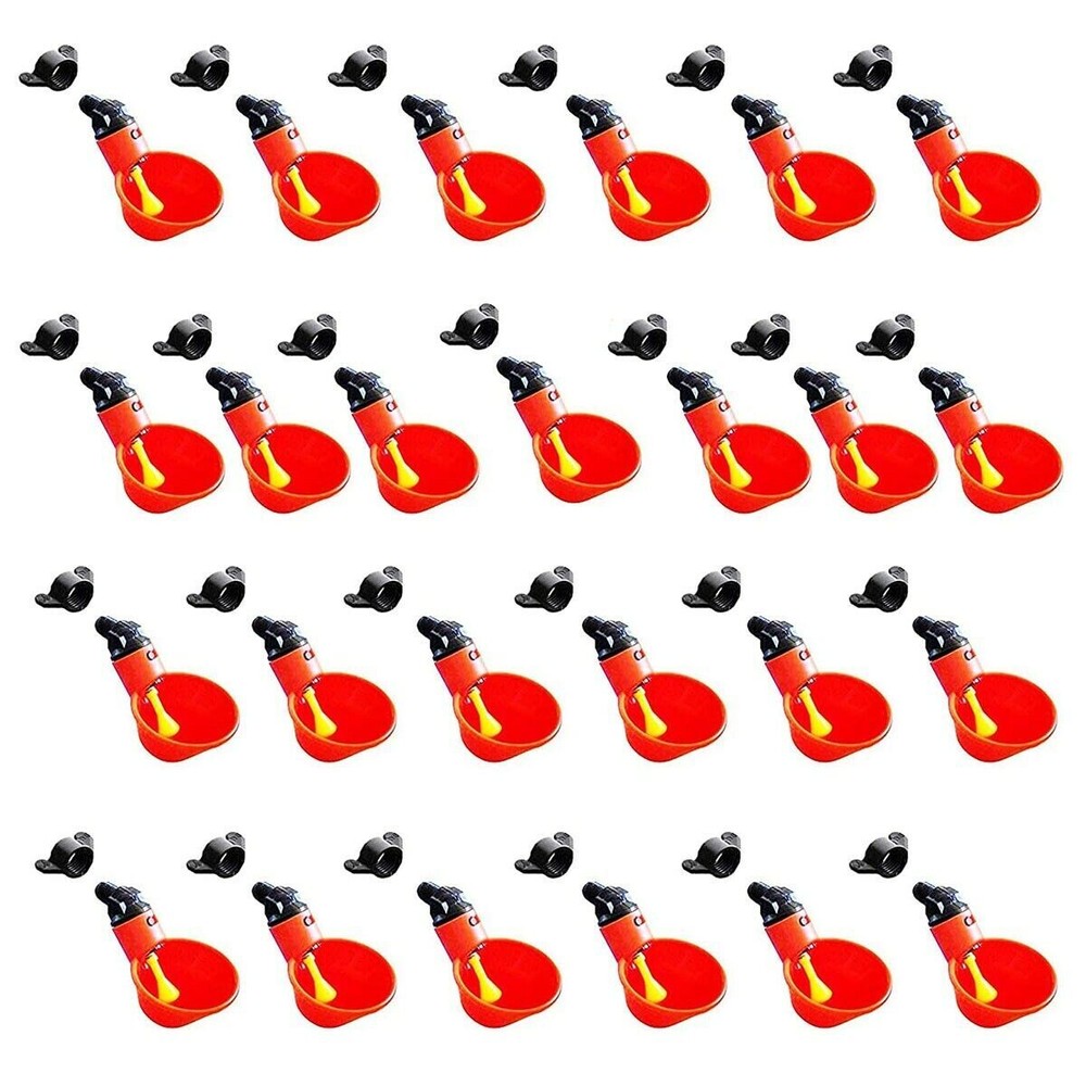 1-50Pcs Poultry Water Drinking Cups Chicken Hen Plastic Automatic Drinker Feeder