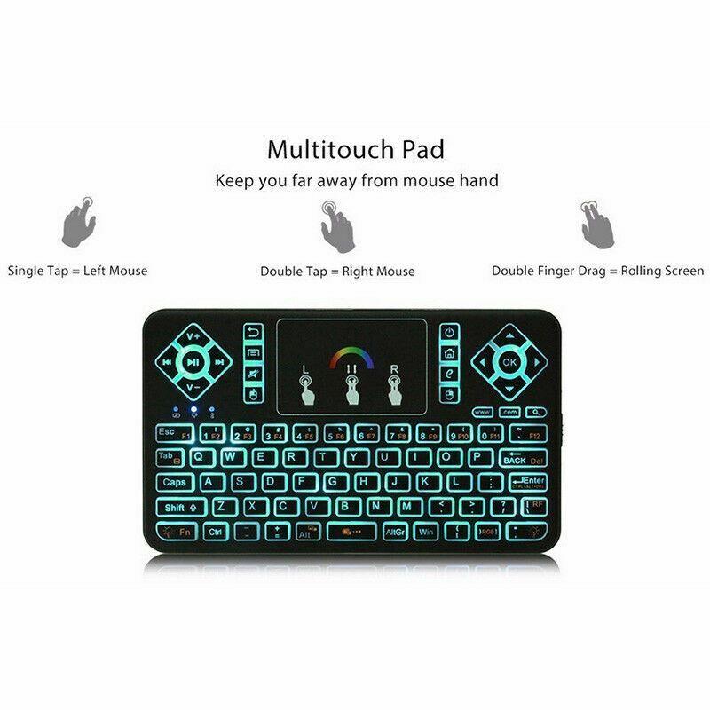 Q9 Mini 7 Color Backlit Handheld USB Wireless Keyboard+Touchpad Remote Control