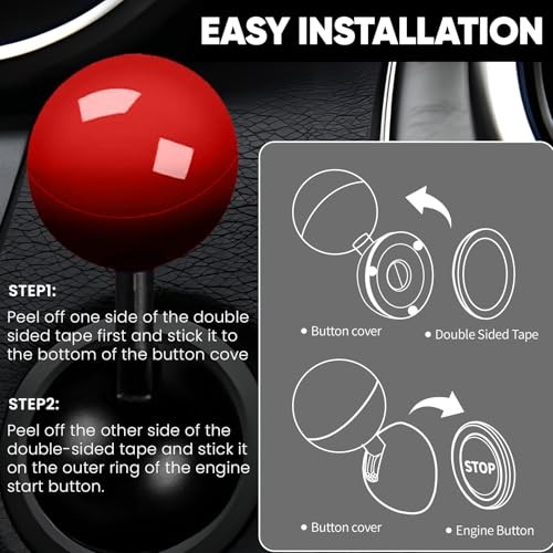 Car Push to Start Button Rocker, Car Engine Start Stop Button Joystick Red