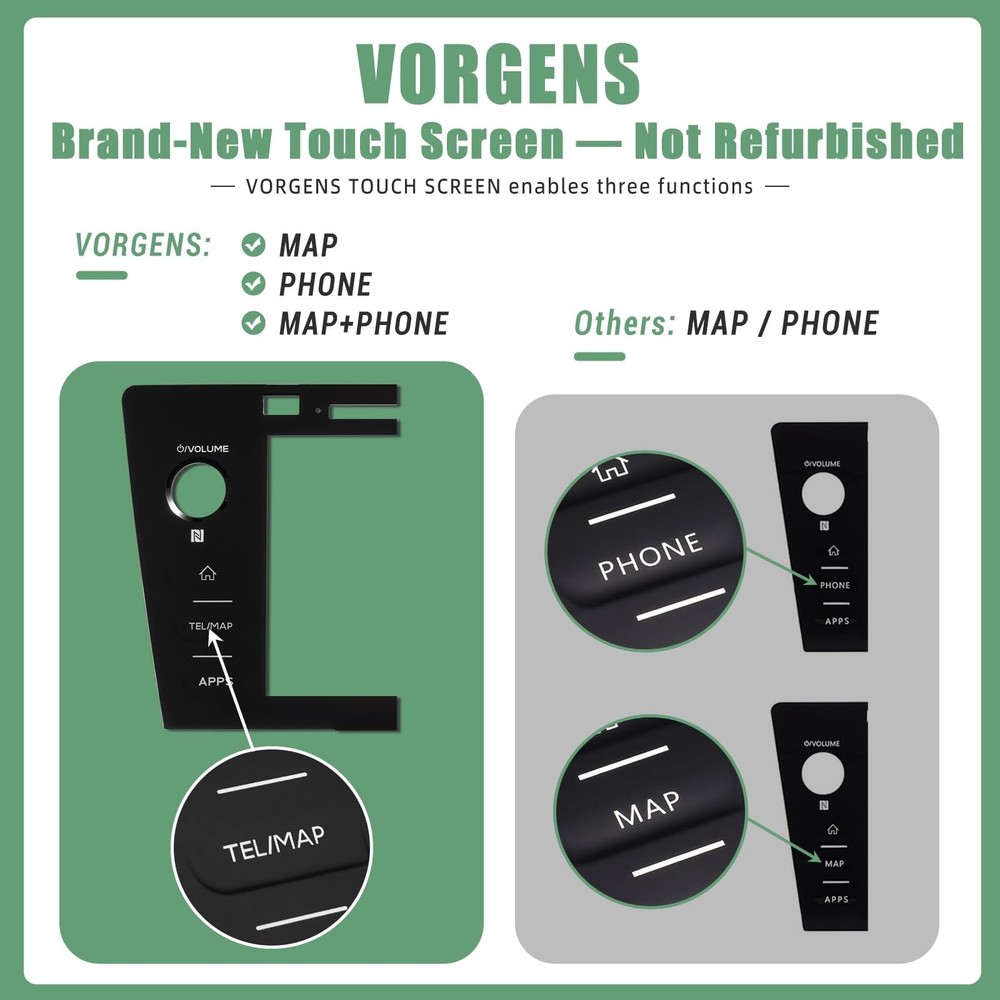 High Version Touch Screen Digitizer, TEL/MAP Button, Fit for 2018-2019 Subaru...