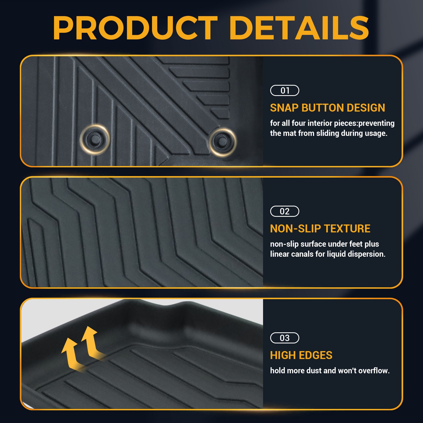 All Weather Floor Mats For 2019-2024 Chevrolet Silverado 1500 2500 HD Crew Cab