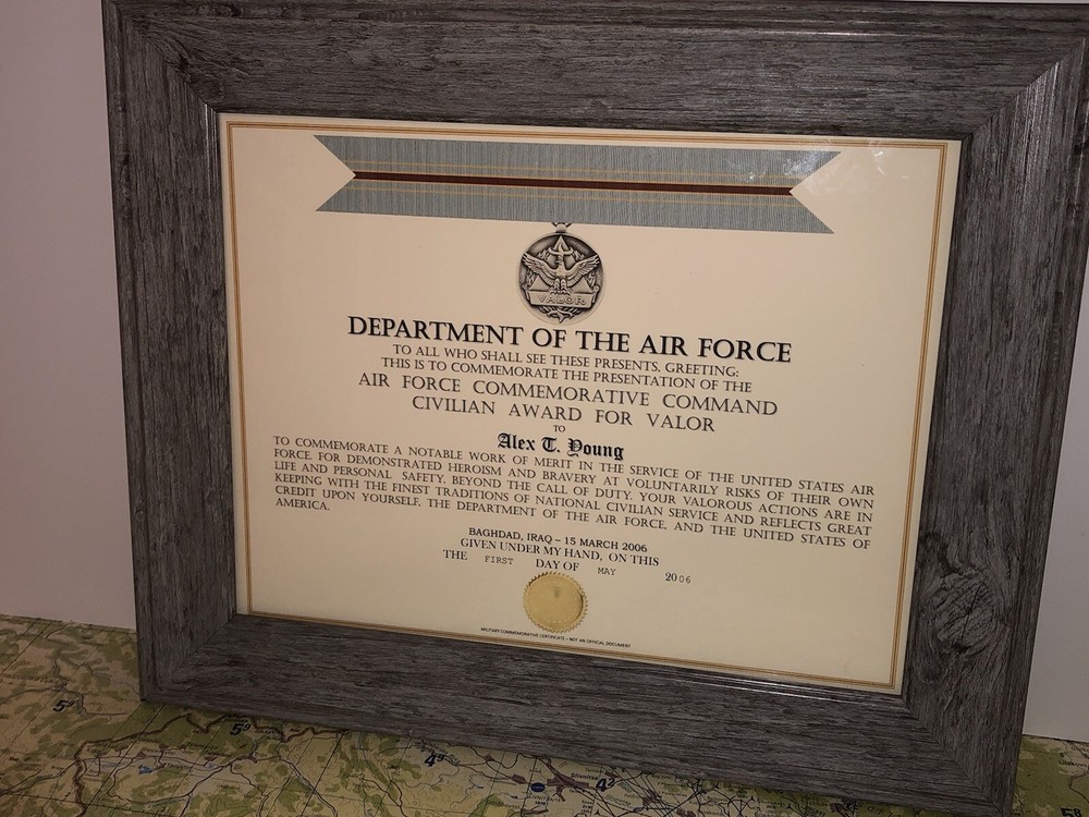 USAF COMMAND CIVILIAN COMMEMORATIVE AWARD FOR VALOR CERTIFICATE Type-1