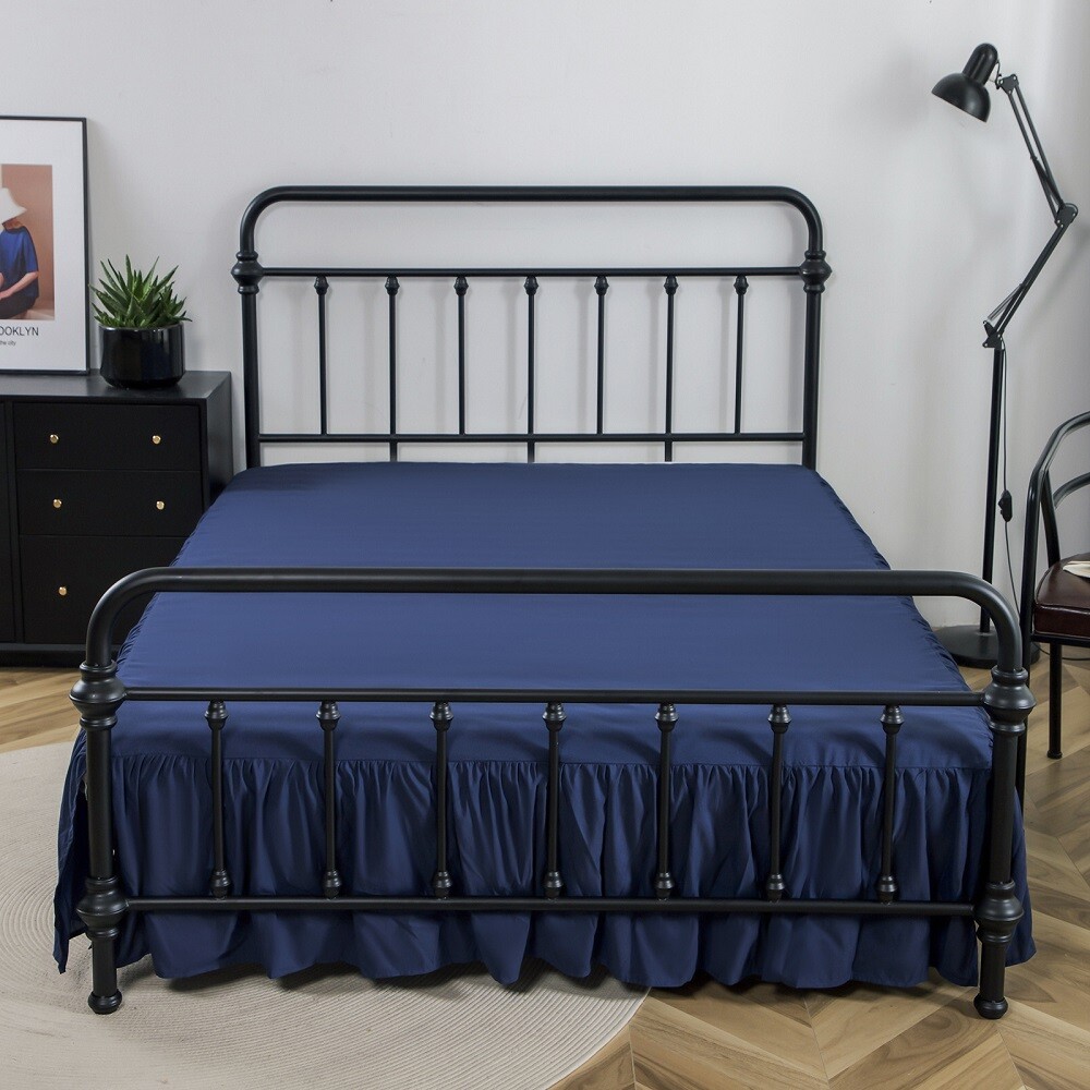 Luxury Bed Skirt 14" Drop Super Solid Microfiber Pleated Premium Wrinkle Free