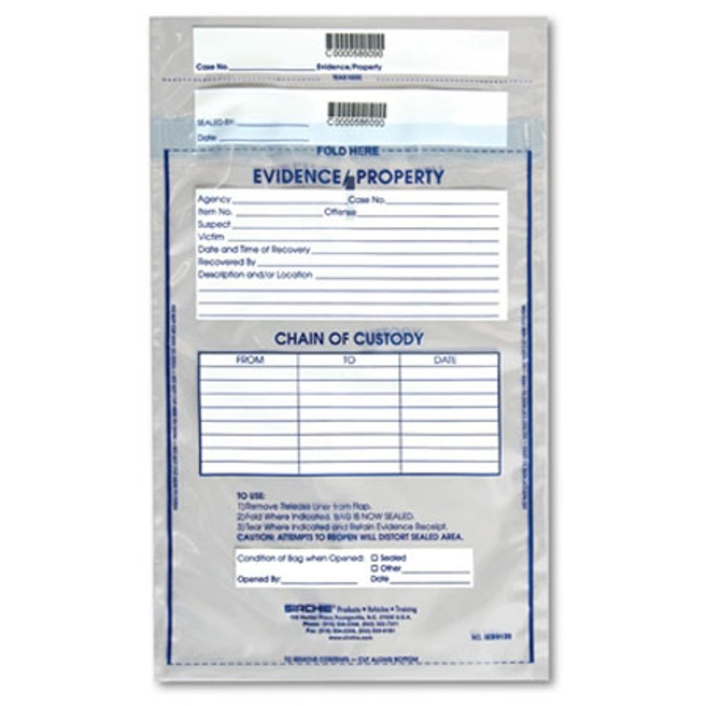 Sirchie 9x12" Integrity Evidence Bag, 100 Pack