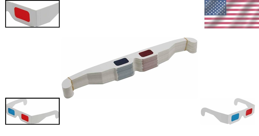 White Frame Anaglyph 3D Glasses 50 Pack