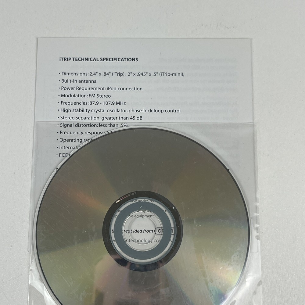 Vintage 2004 Original GRIFFIN iTRIP User Manual and CD for PC Mac V2.0