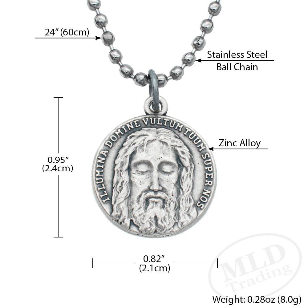 Holy Face of Jesus Medal Necklace – Italian Silver-Plated Catholic Pendant