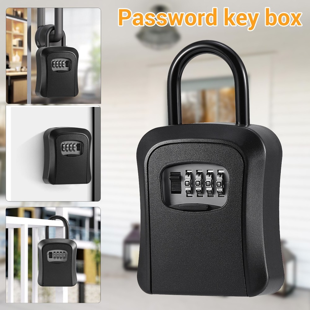 Outdoor Key Safe 4-Digit Combination Lock Box Wall Mount Storage Safe Security