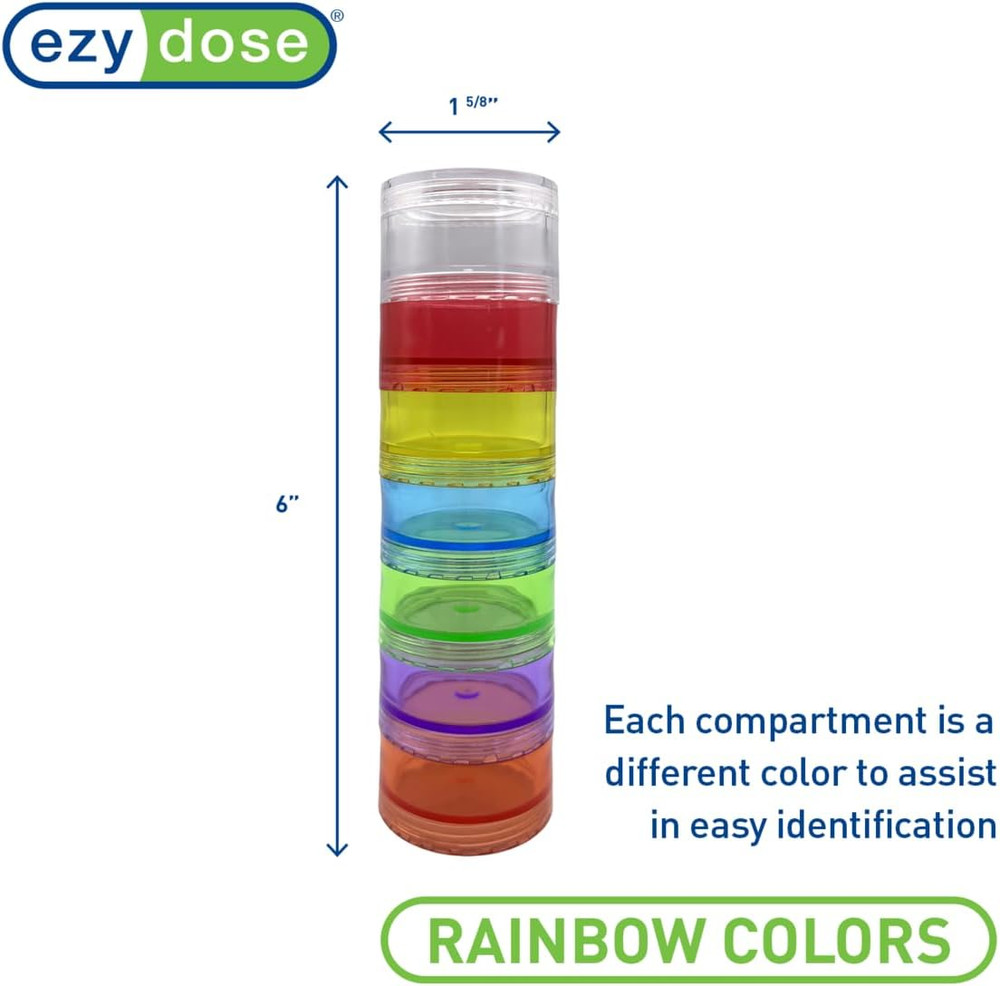 Ezy Dose 7 Day Rainbow Pill Organizer Stackable Weekly Medication Planner