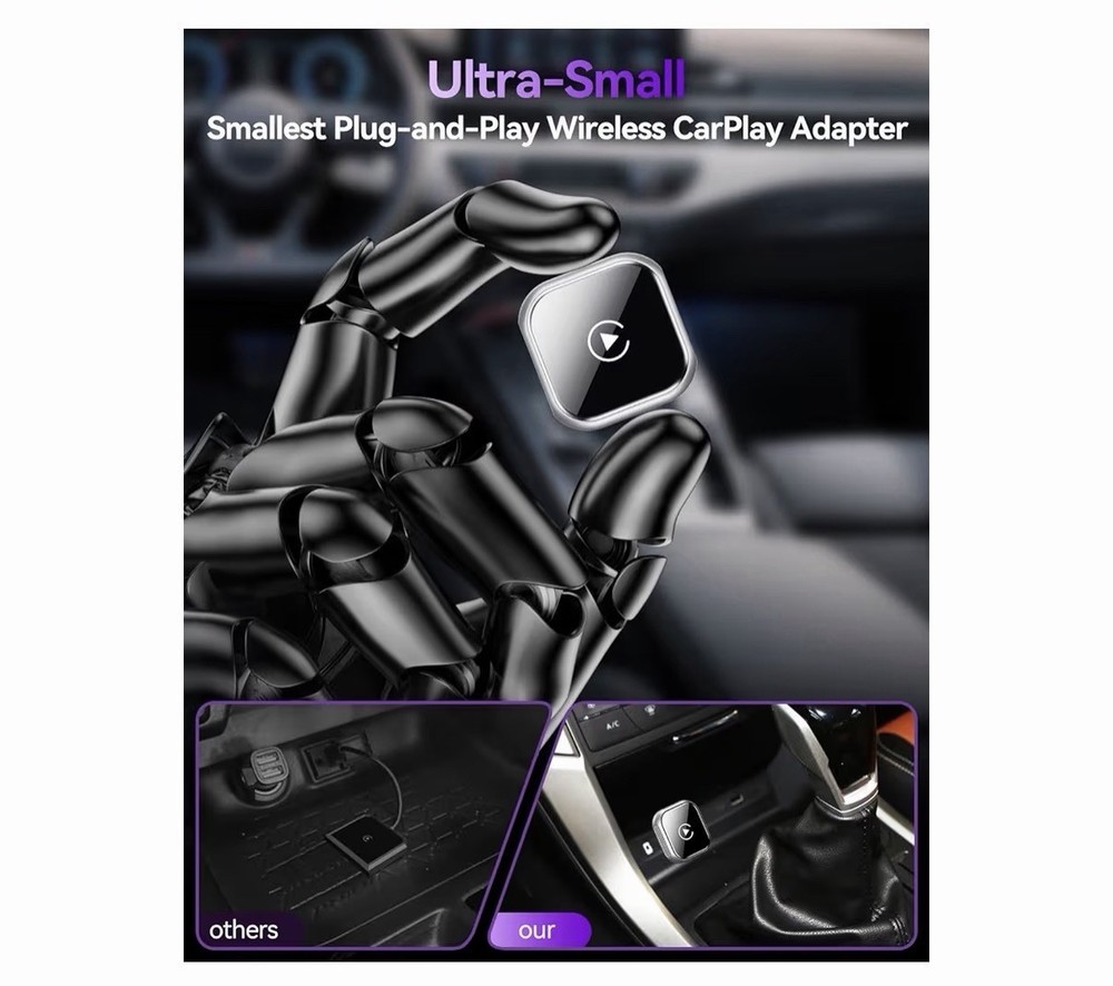 Wireless CarPlay Adapter for Apple iPhone & Android Auto USB Adapter Plug & Play