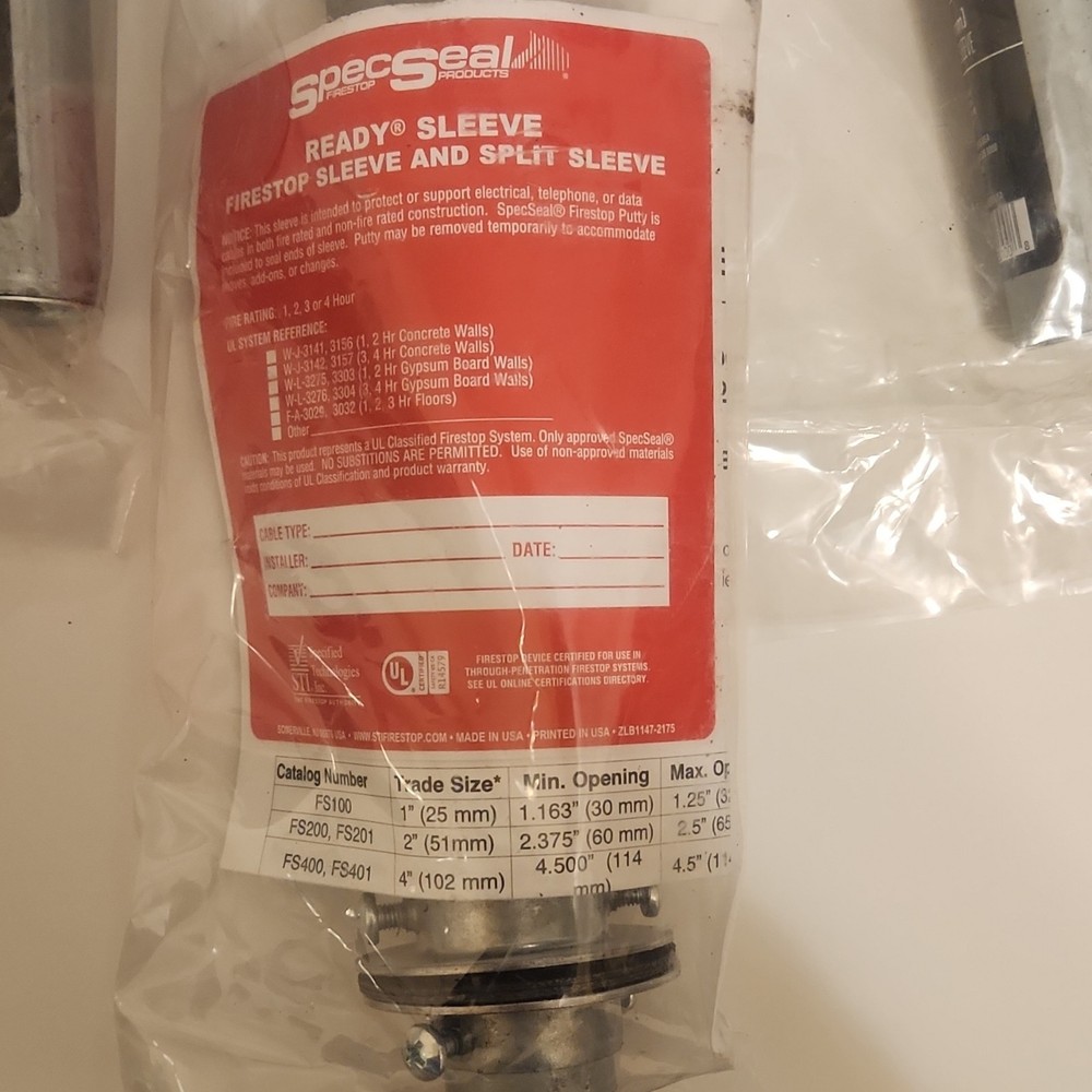 SpecSeal Ready Sleeve Firestop Sleeve FS100