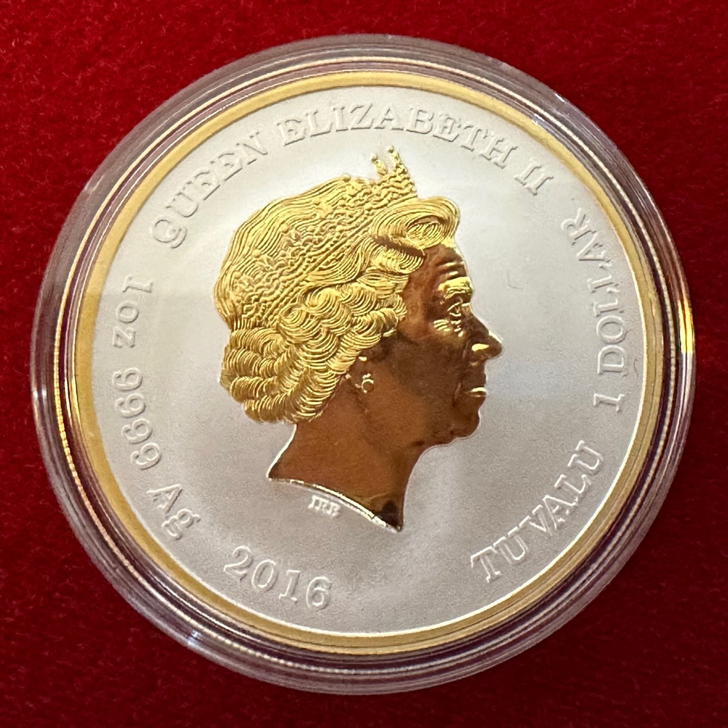 2016 1 Troy OZ .9999 Silver Tuvalu “PEARL HARBOR COIN” w/ 24K Gilding by SFS